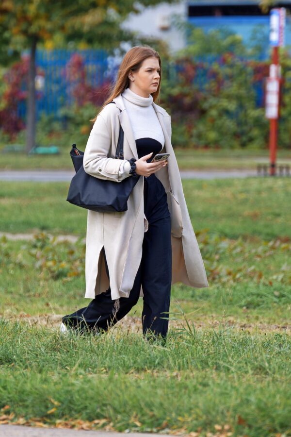 Layered Elegance: Longline Trench with Ribbed Turtleneck